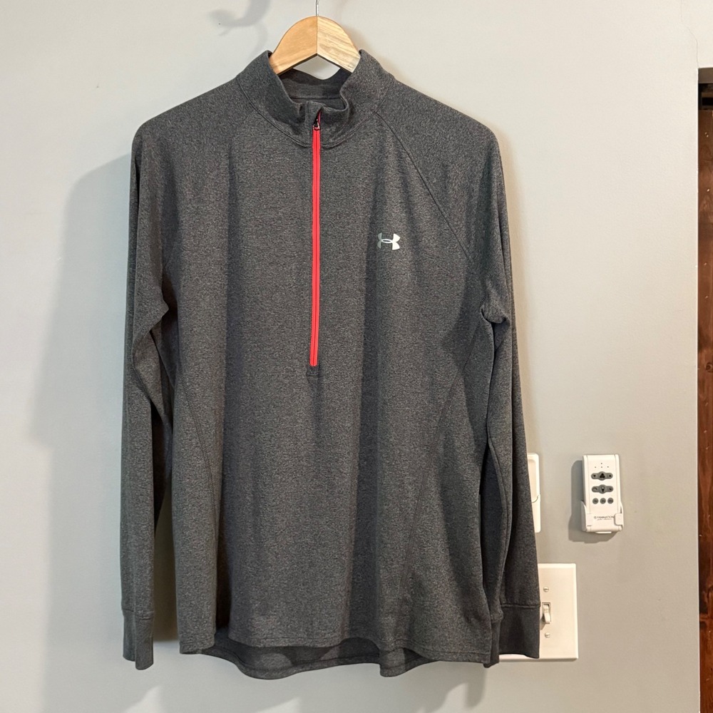 Under Armour Pullover Mens XL Gray 1/4 Zip HeatGear Heathered Athletic Shirt